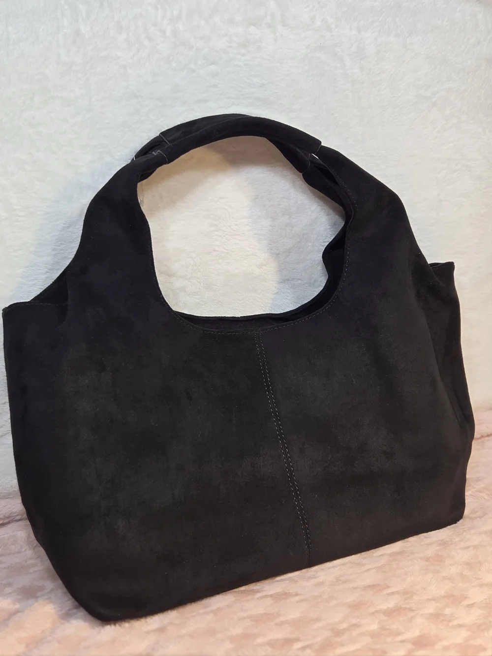 Black Suede Hobo Bag - Classic Everyday Tote
